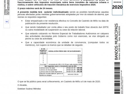 BANDO 11/2020: Ampliacin prazo fraccionamento impostos municipais: IBIR, IBIU e IVTM